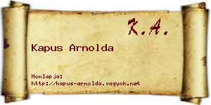 Kapus Arnolda névjegykártya